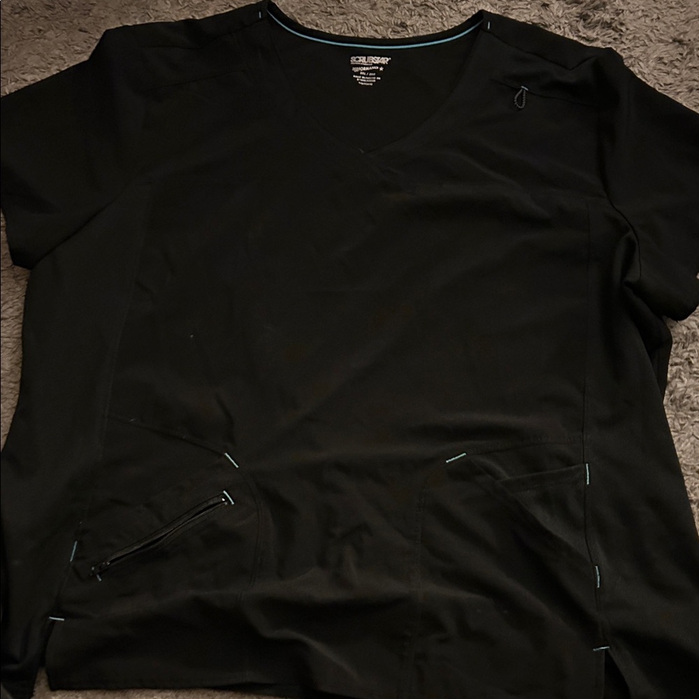 Scrubstar Men's Black V-Neck Scrub Top